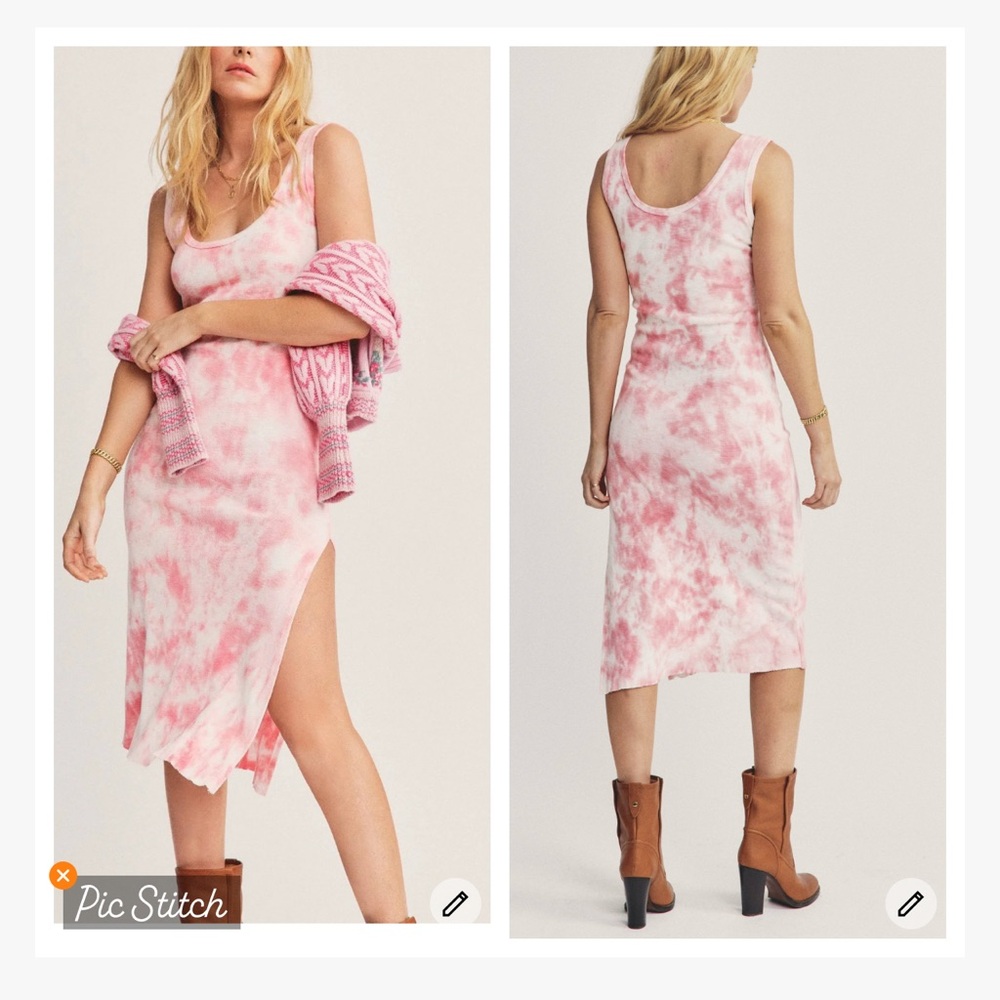 LoveShackFancy Citra Tie Dye Tank Dress Millennial Pink Hand Dye